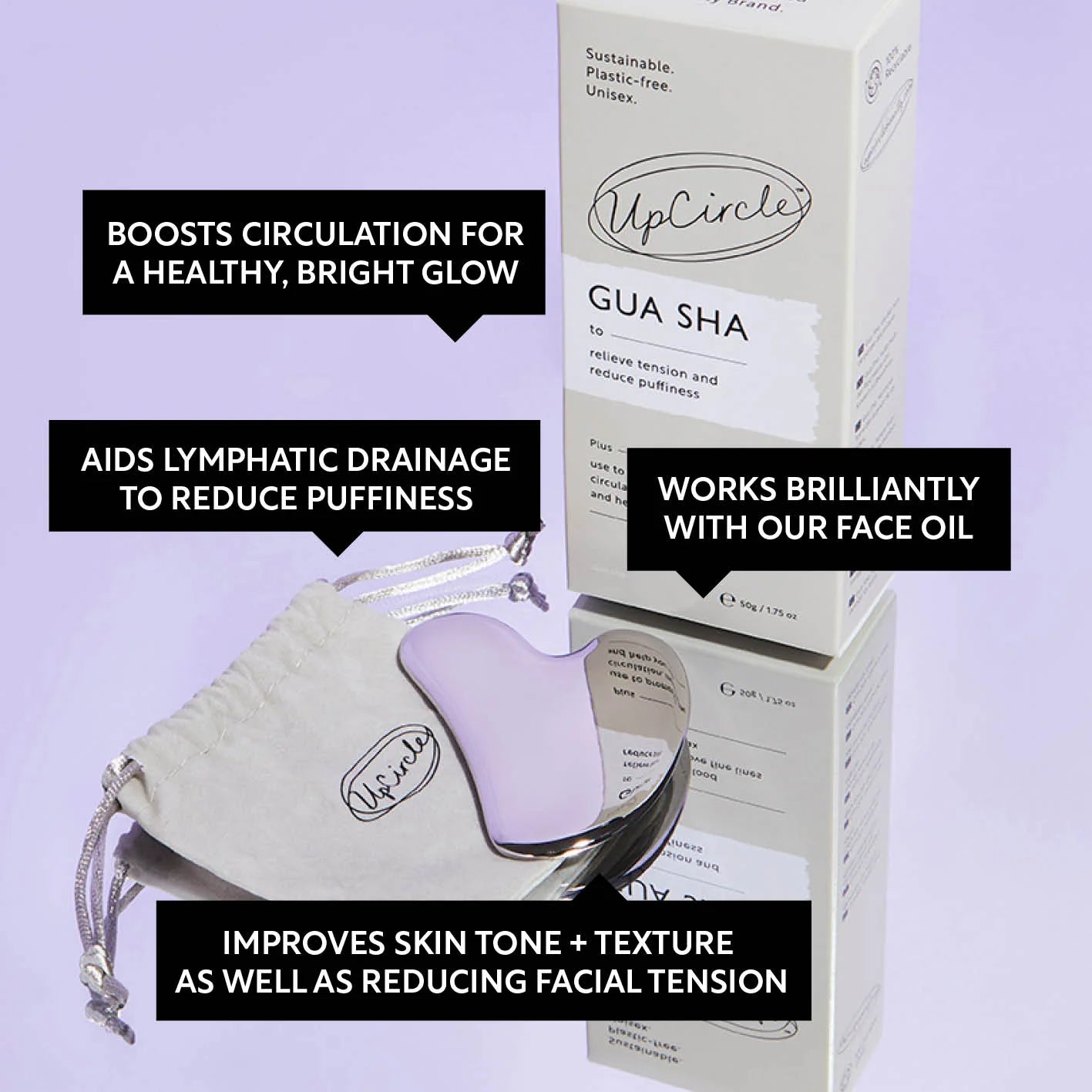 UpCircle Gua Sha Facial Massage Tool - Made from stainless steel.