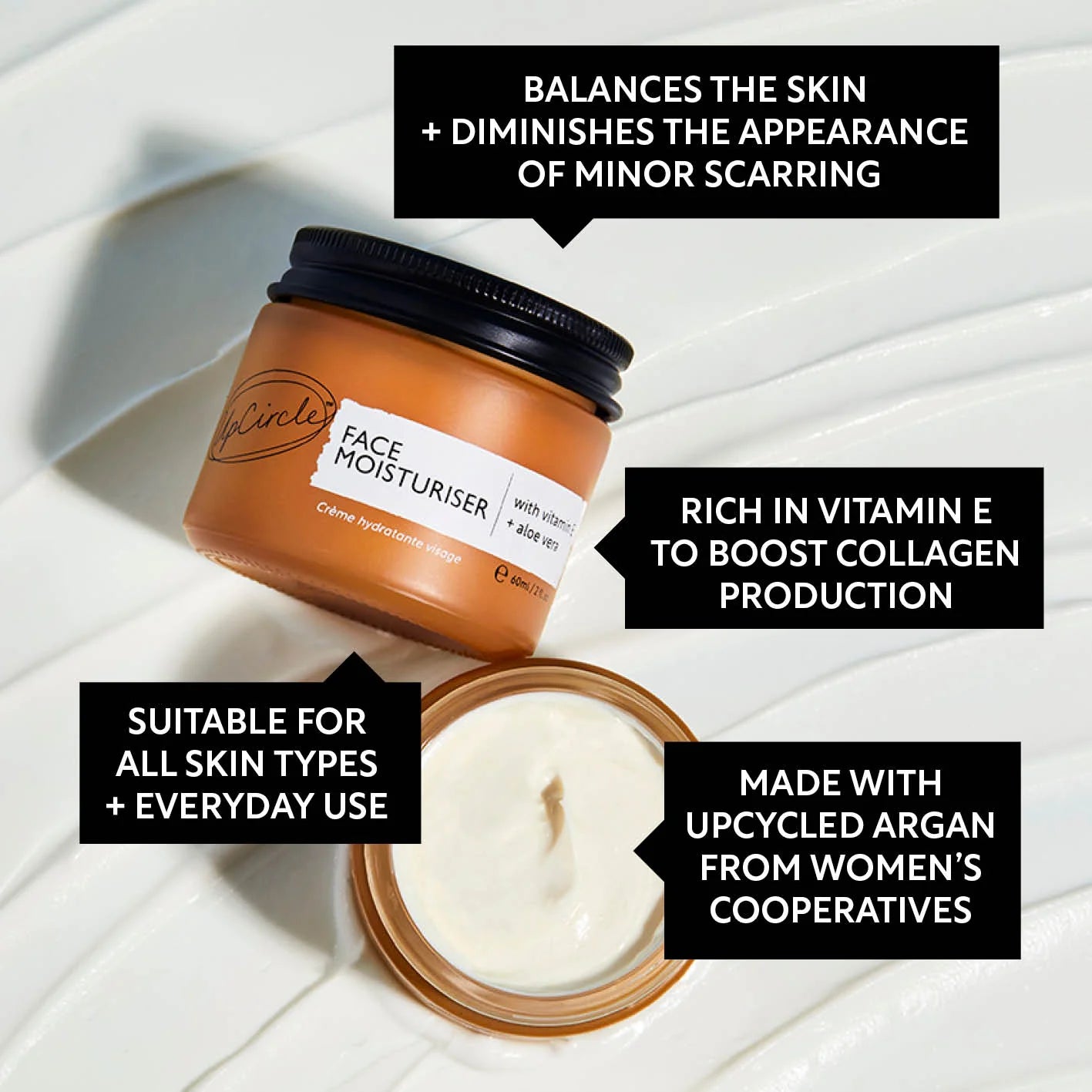UpCircle Face Moisturiser with Vitamin E and Alow Vera 60ml