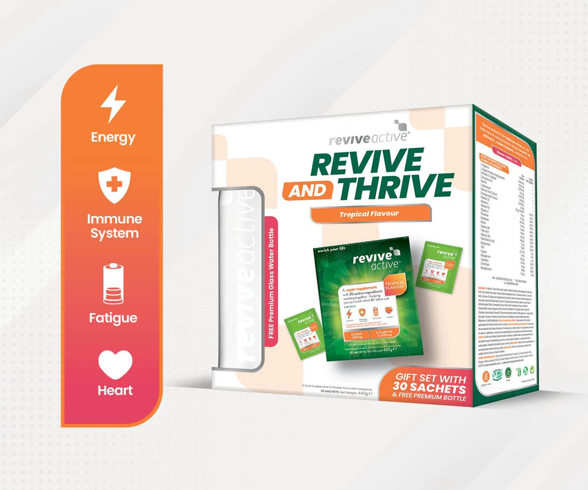 Worth €79.90 Revive & Thrive Gift Set (Tropical Flavour) 30 Day Pack with a Premium Glass Bottle (Worth €20)