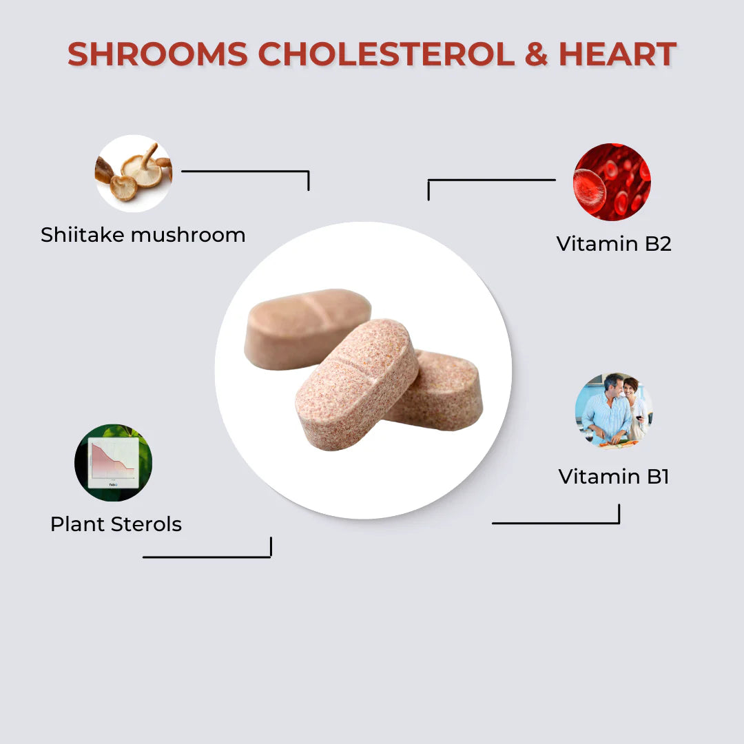 fabÜ SHROOMS CHOLESTEROL & HEART 90 tablets - Horans Healthstore