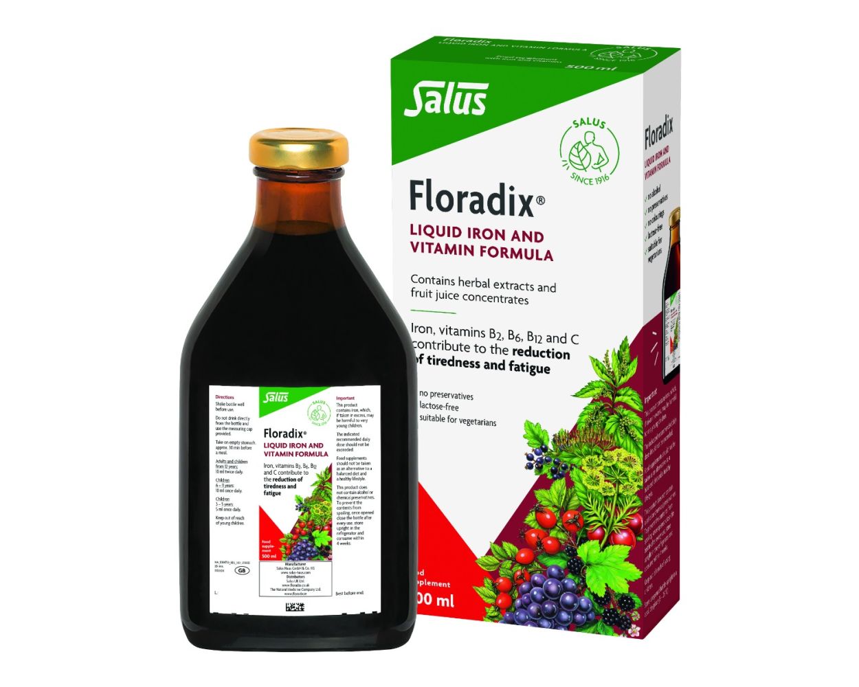Floradix®, Liquid Iron And Vitamin Formula 500ml