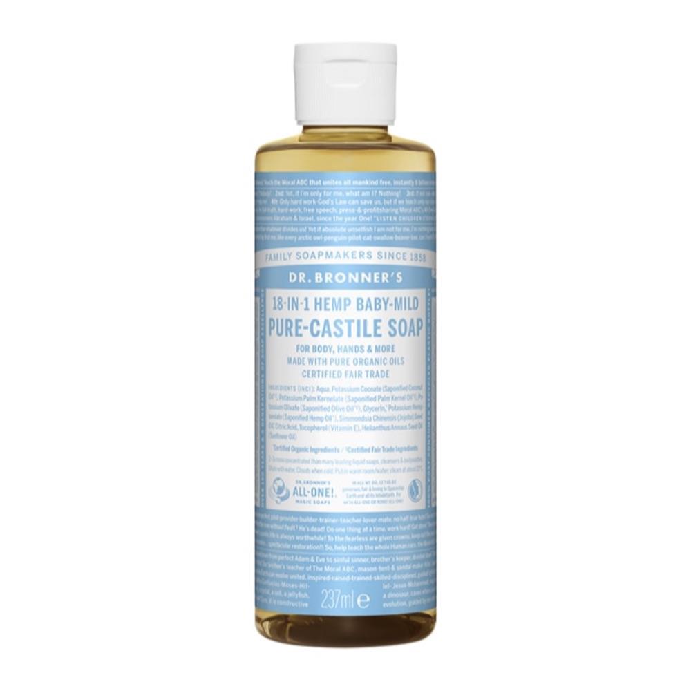 Dr Bronner's Baby Unscented Pure-Castile Liquid Soap 237ML - Horans Healthstore