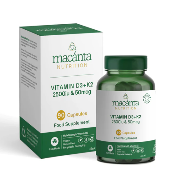 Macánta Nutrition Vitamin D3 2500iu + K2 50mcg 90s  Horan's Healthstores