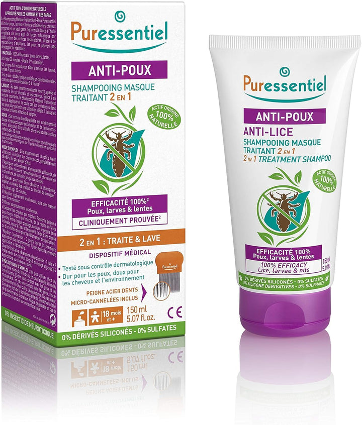 Puressentiel Lice Treatment 2 in 1 Shampoo with comb Horan's Healthstores