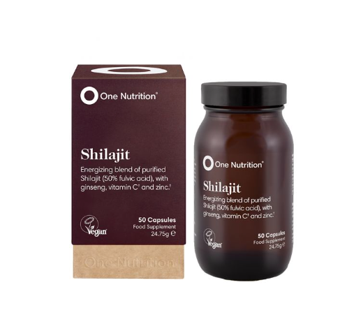 One Nutrition Shilajit supplement bottle and packaging on a white background Horan's Healthstores