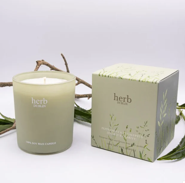 Herb Dublin Peppermint and Eucalyptus Candle Horan's Healthstores