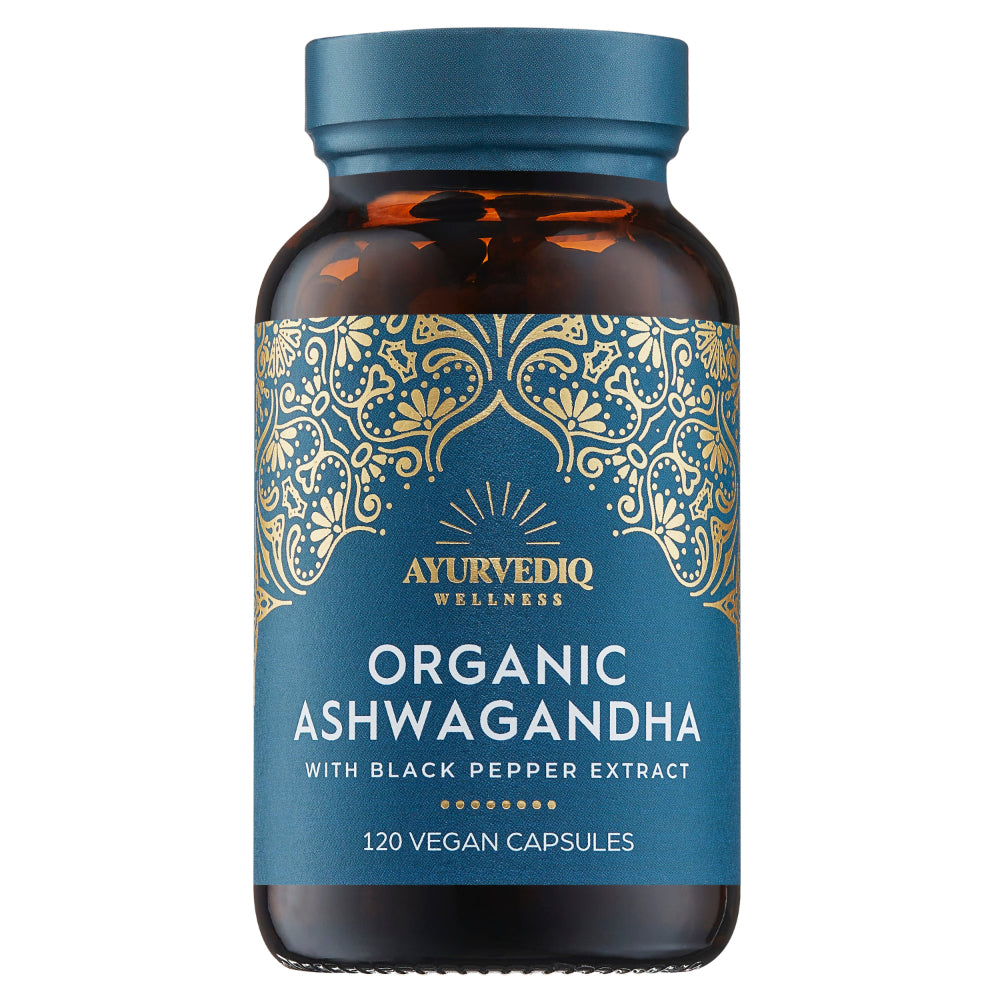 Ayurvediq Wellness, Ashwagandha Organic Capsules with Black Pepper Extract 120s
