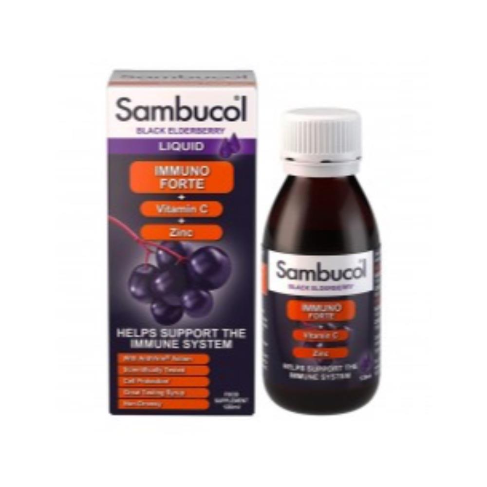 Sambucol Immuno Forte Black Elderberry Liquid With Vitamin C & Zinc 120ml - Horans Healthstore