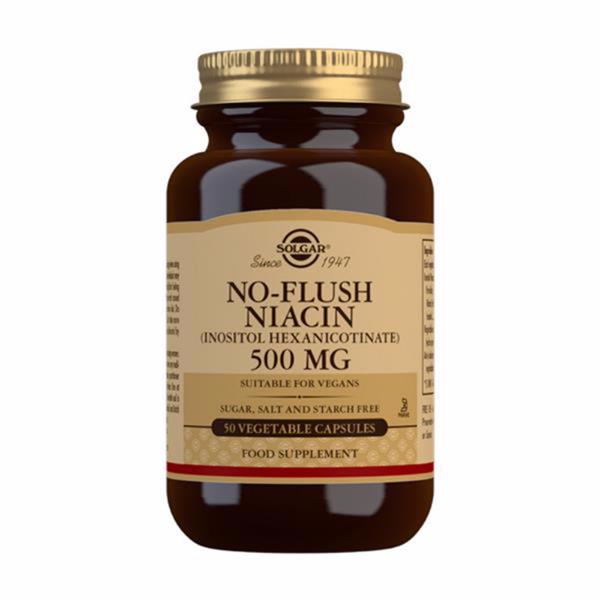 Solgar No Flush Niacin 500 Mg Vegetable Capsules - Pack Of 50 - Horans Healthstore