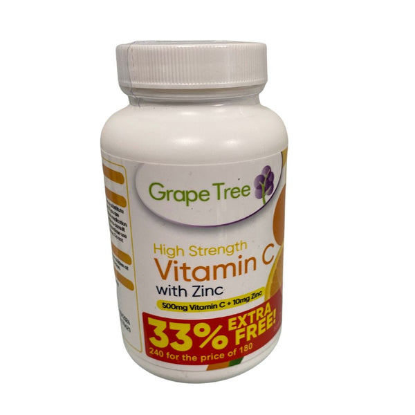 Grape Tree Vitamin C With Zinc 500mg 10mg 240 Tablets - Horans Healthstore