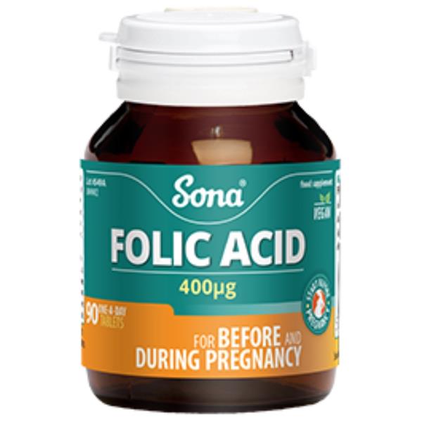 Sona Folic Acid 400ug 90 Caps - Horans Healthstore