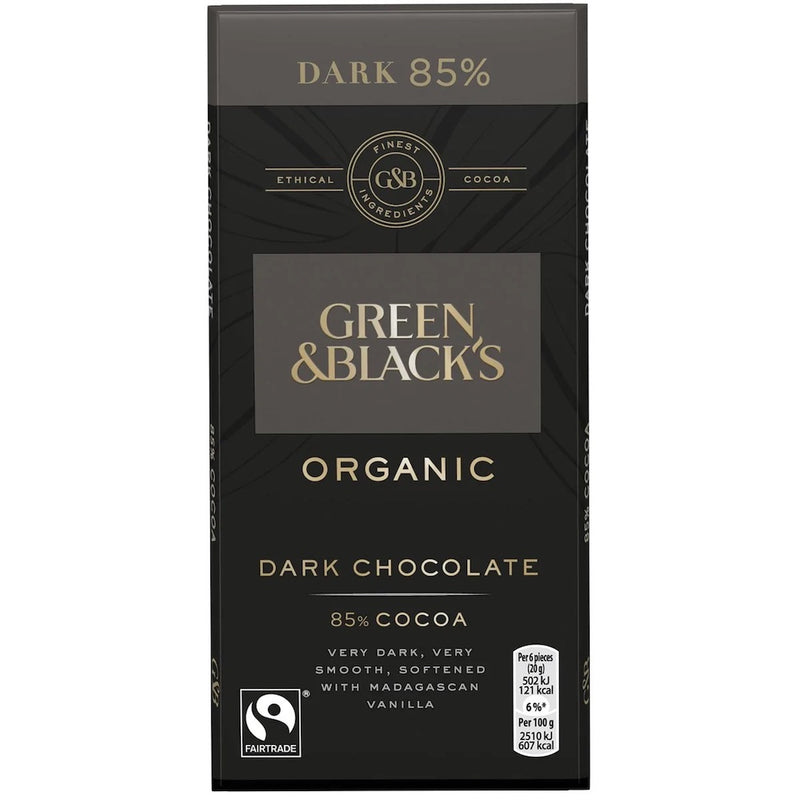 Green & Black's Organic Dark 85% Chocolate Bar 90g - Horans Healthstore