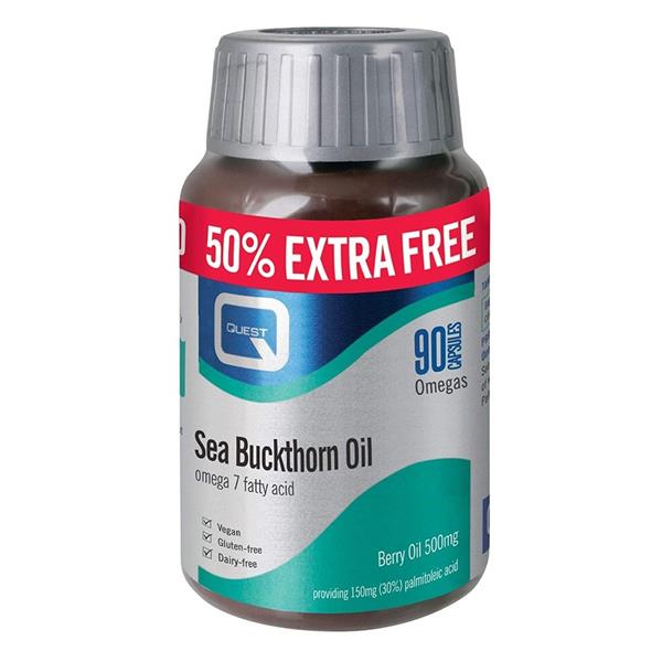 Quest Sea Buckthorn Oil - Omega 7 - 50% Extra Free - 60+30 Capsules - Horans Healthstore